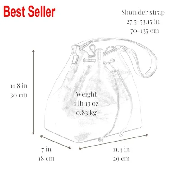 Full-Grain Leather Bucket Bag Italian Handmade Shoulder Bag